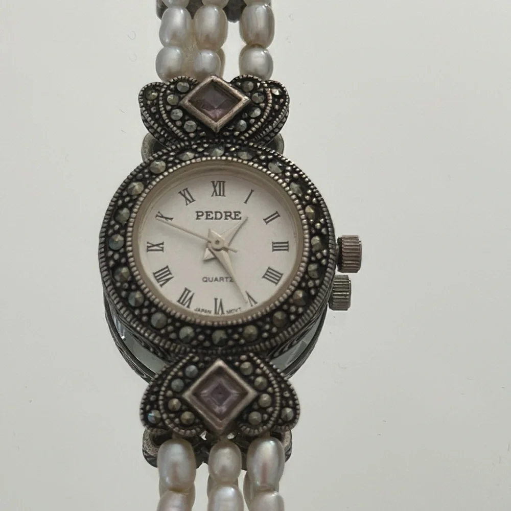 PEDRE 925 silver and real pearls watch